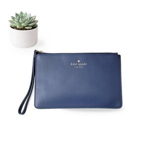 Kate Spade ♠️ Blue Leather Zip Wristlet | Ultra Slim